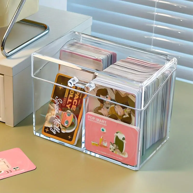 Clear Acrylic Card Storage Box, 1 Count Transparent Postcard Storage Box, Desk Organizer for Home Office School, Gift for Friend, Display Box