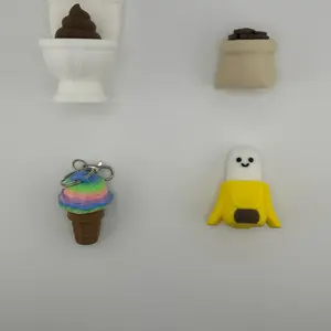 Clicker Fidget Figurine Set – Banana, Toilet, Ice Cream & Coffee | Funny Articulated Desk Set for Stress Relief