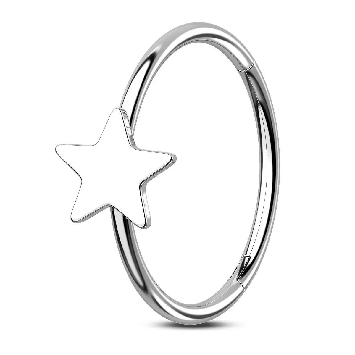 Oufer 20G Unisex Hinged Segmented Star Nose Ring, 316L Stainless Steel Casual Nose Rings Hoops Piercing Jewelry, Nose Hoops, Daily