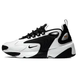 Nike Zoom 2K Cushioning Foam Low-Top Sneakers Retro-Style Black-White Boomerang Rubber Overlay Air Cushion Breathable Fabric for Men Women