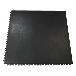 Rubber-Cal "Revolution" Anti-Fatigue Rubber Flooring Tile - 12mm x 36" x 36" - Black Interlocking Tile