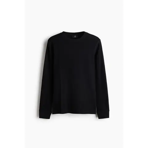 H&M Regular Fit Waffled long-sleeved T-shirt