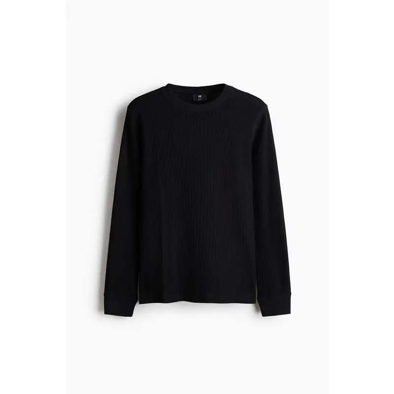H&M Regular Fit Waffled long-sleeved T-shirt