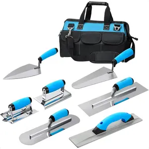 8-in-1 Concrete Finishing Tools Kit: Magnesium Float, Finishing & Pool Trowel, Gauging & Brick Trowel, Concrete Groover & Edger for Masonry, Stucco Repair & Bricklaying