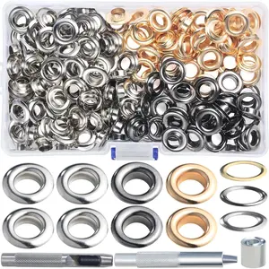 200Sets 8mm 5/16 Inch Grommets Eyelets Kit Assorted Sewing Eyelets Grommet Washers with Setting Tools for Fabric Clothing Bags Shoes Belts Dog Collars Curtain Tarps Canvas