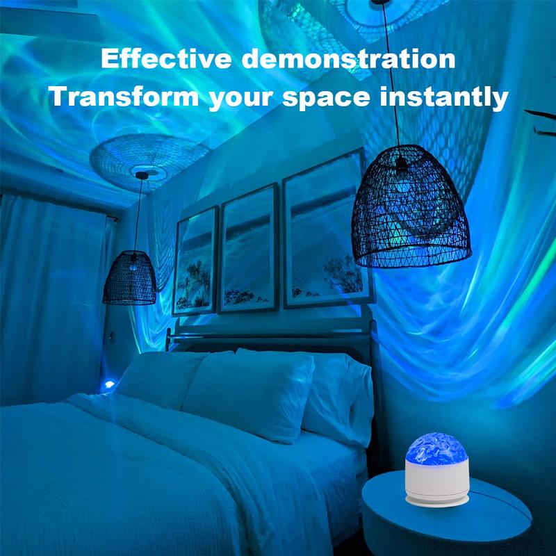 7 Color Star Projector Light with Music Rhythm, Ocean Wave & 3D Water Ripple Effects, Romantic Night Light for Bedroom, Party, Best Christmas Gift for Kids & Lovers