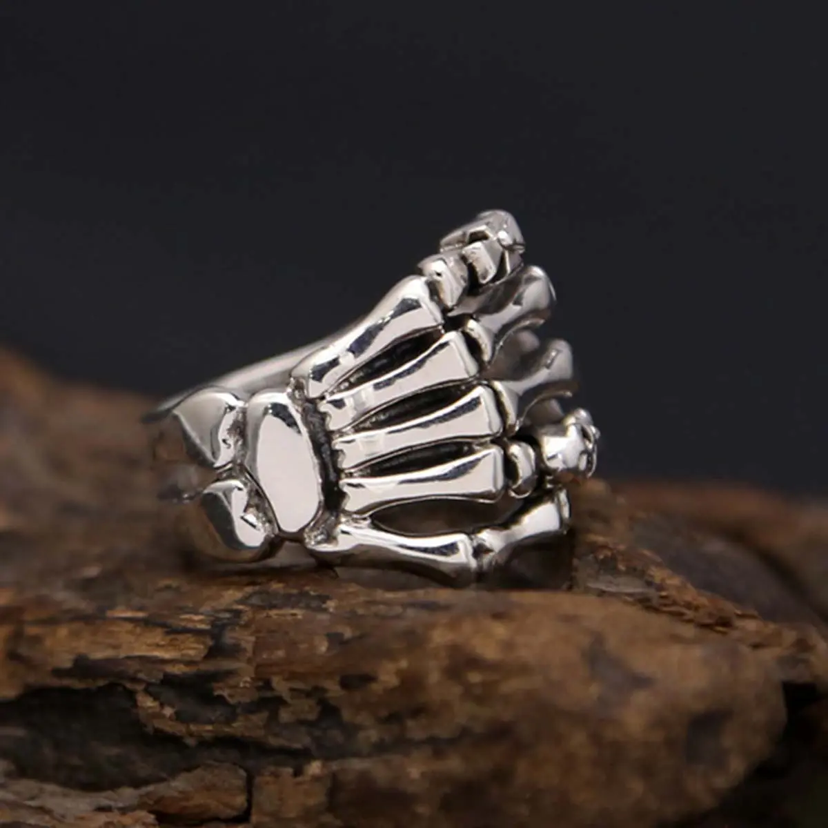 Silver Open-Adjustable Skull Ghost Claw Index Finger Ring, Old-Fashioned Artificial Gemstone Daily Jewelry Accessory, Gothic Punk Skeleton Metal Skull Rings, Gothic Skull Rings