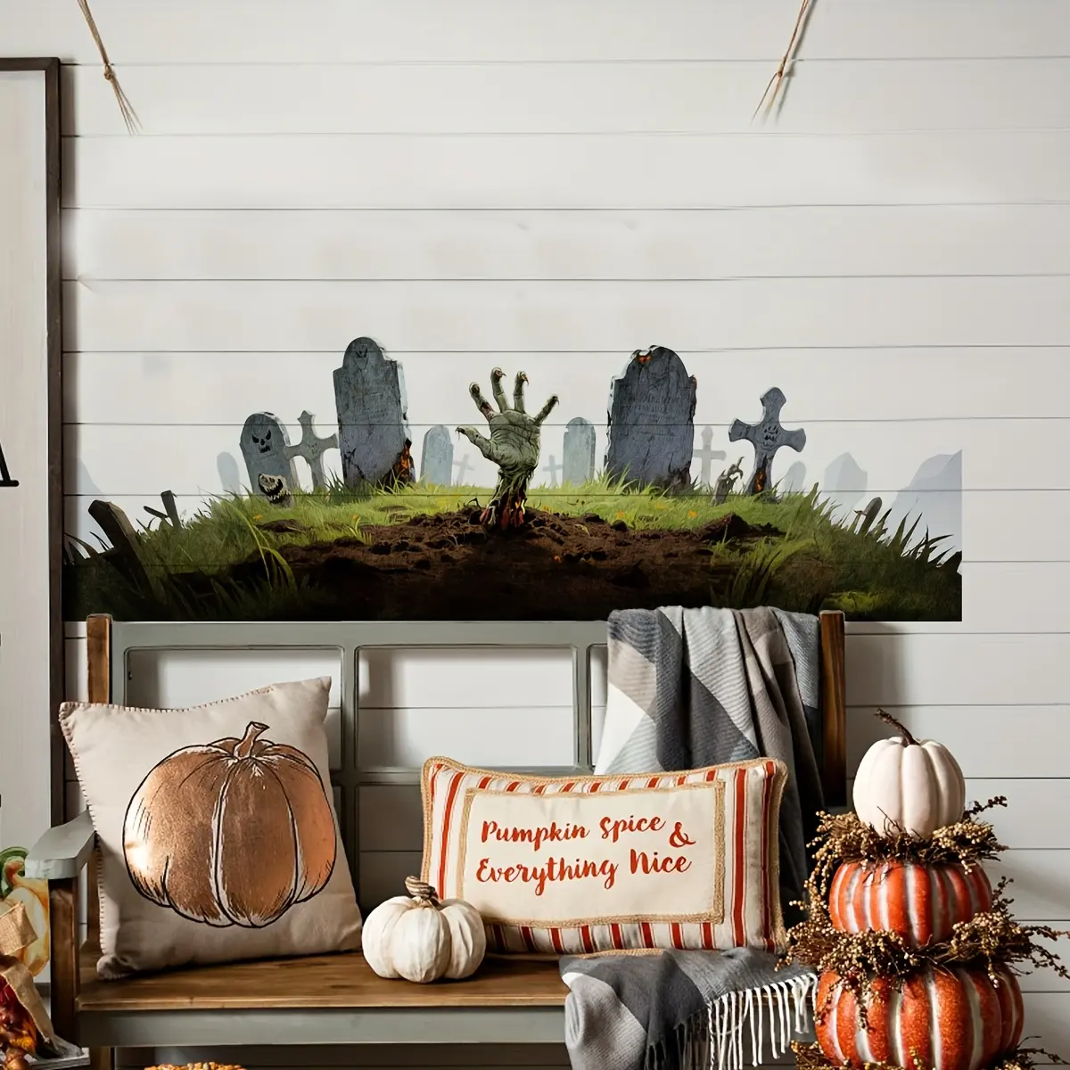 A (30*90cm) Halloween horror blood palm wall sticker for living room, bedroom, home background decoration M18825-KR