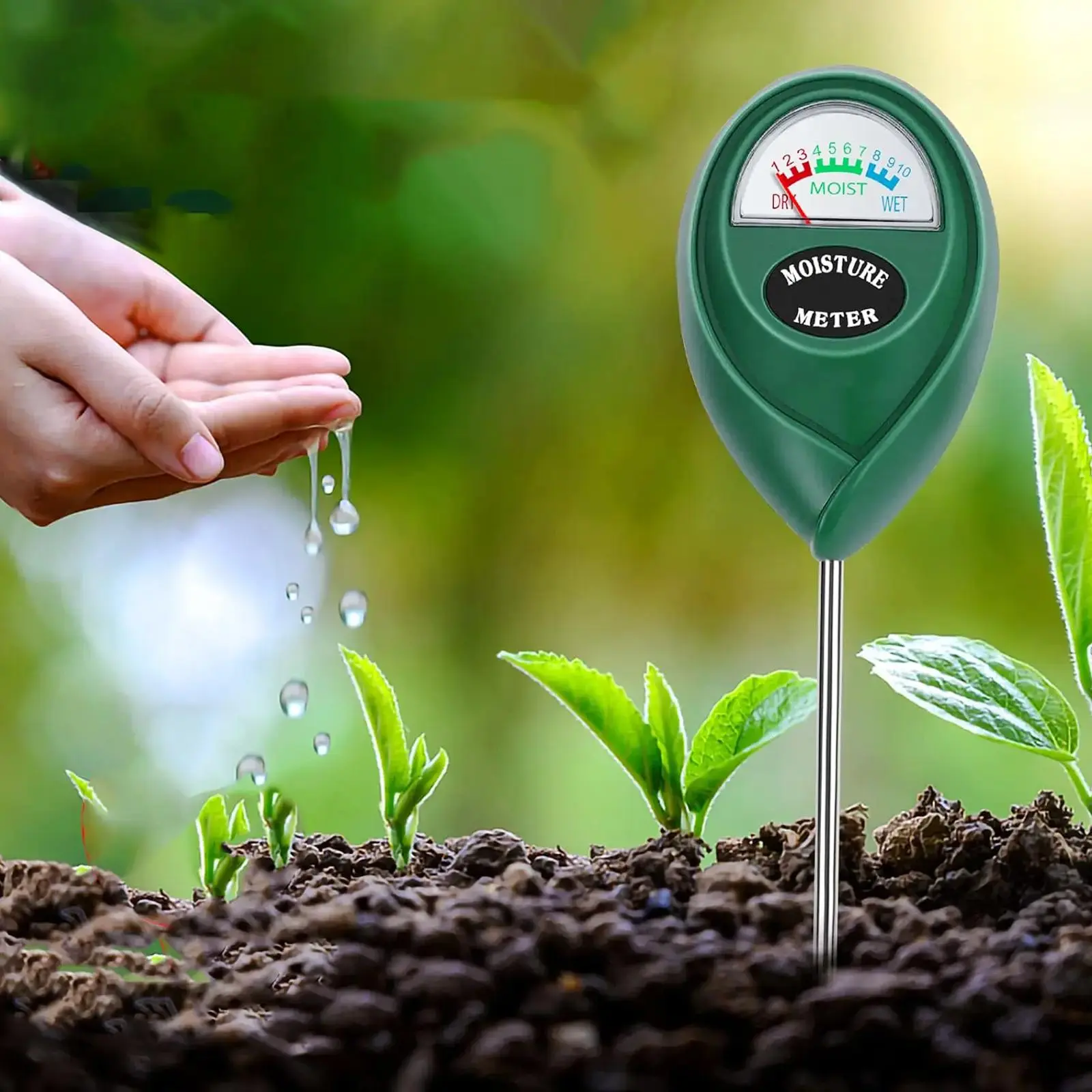 Soil Moisture Mtr for Plants - Accurate Stainless Steel Sensor Hygrometer with Large Dial, Summer Hygrometer Sensor Water Monitor, Water Monitor for Garden, Farm Use