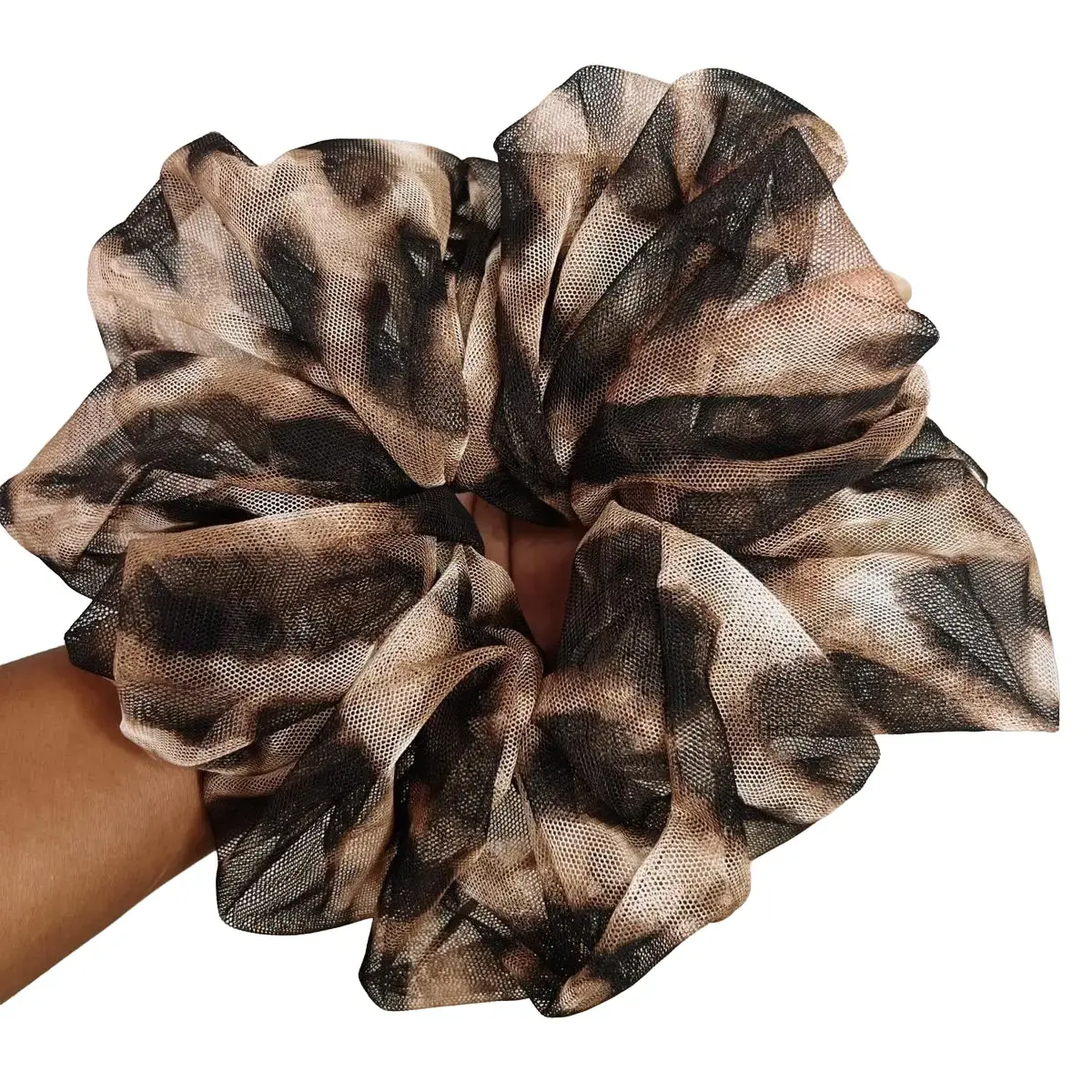 Riri custom leopard print XXL mesh scrunchie