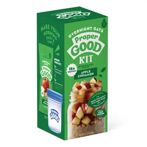 Apple Cinnamon Overnight Oats Kit with Reusable Jar - Easy High Protein Breakfast, Ready in 80 Seconds, Made with Clean Ingredients, Instant Oatmeal