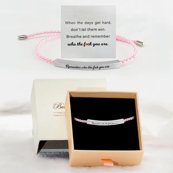 Inspiration Bracelet Gift – “Remember Who the F You Are” / “DON’T LET THE HARD DAYS WIN” – Motivational Jewelry for Women, Friends, Daughter – Elegant Stainless Steel with Gift-Ready Packaging