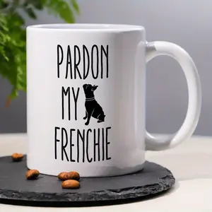 1pc Pardon My Frenchie French Bulldog Lovers Ceramic Coffee Mug - 11oz Humorous Sarcastic Gift, Dishwasher & Microwave Safe, White with Black Lettering & Frenchie Silhouette, Perfect for Dog Owners, Friends, Family, Coworkers, Dog Mug, Reusable Drinkware,