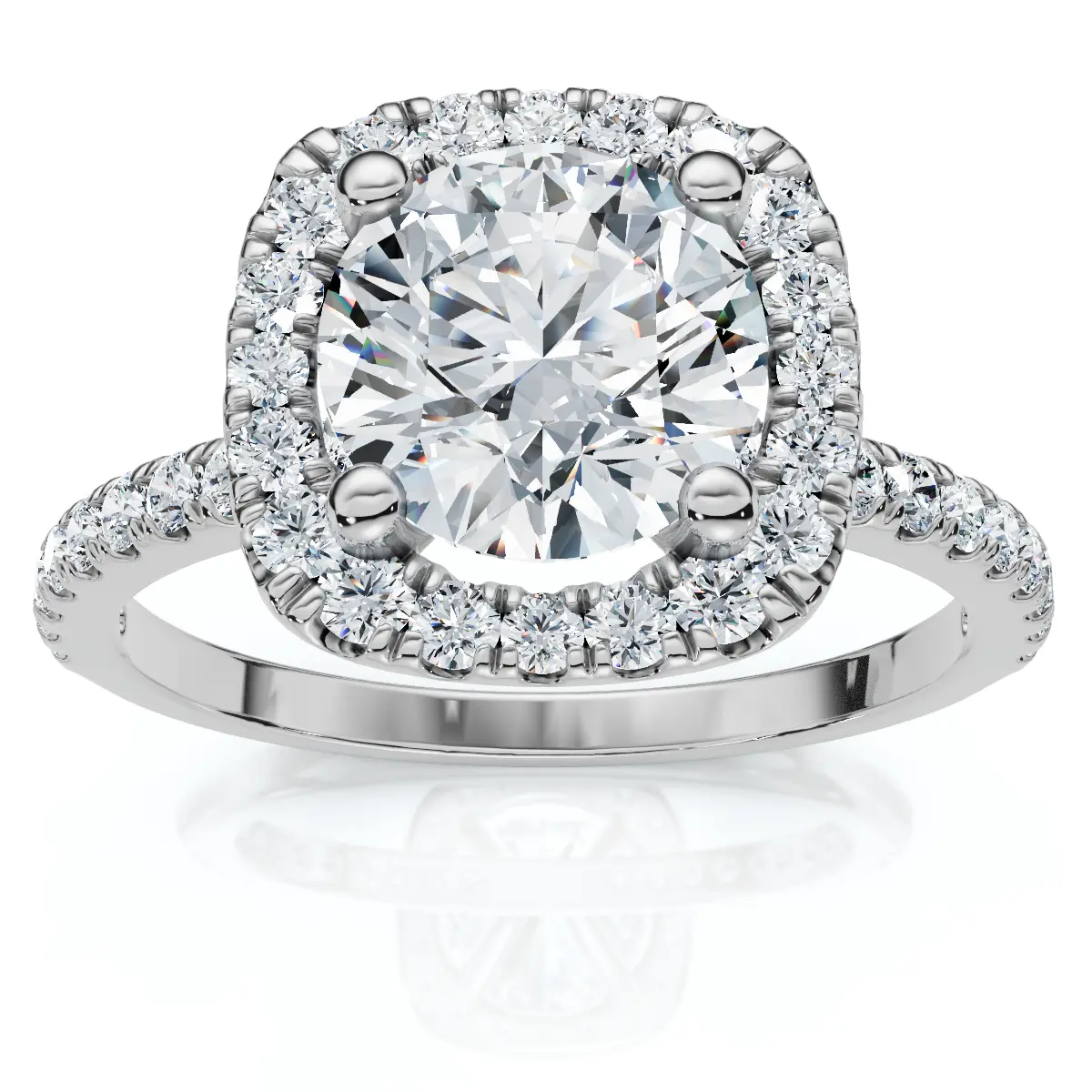 Platinum 1 ct Diamond Engagement Ring Cushion Halo Ring Platinum 1 ct Diamond Engagement Ring Cushion Halo Ring