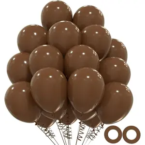 110pcs Dark Brown Balloons, 12inch Coffee Brown Latex Party Balloons, Helium Quality for Birthday Shower Gender Reveal Graduation Party Decorations(With 2 Ribbons)