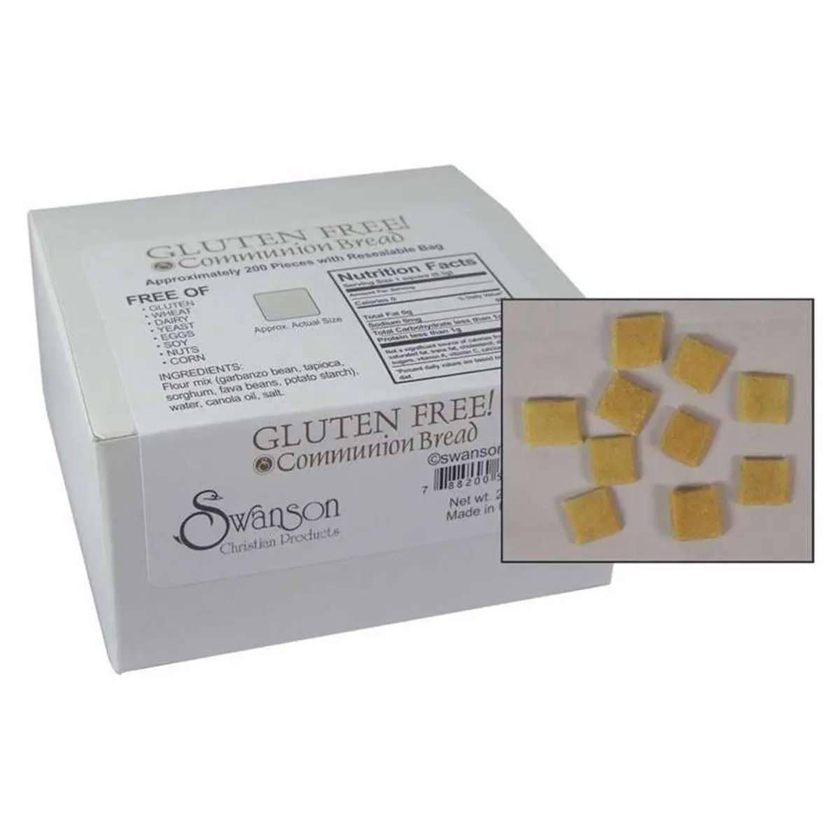 212 MAIN Gluten-Free Baked Square-Shape Communion Bread, 200-Piece Pack, 200 Pieces