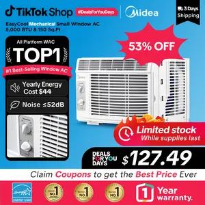 【DFYD】Midea 5,000 BTU EasyCool Mechanical Small Window Air Conditioner - Cool up to 150 Sq. Ft. AC with Easy-to-Use Mechanical Controls and Reusable Filter, Perfect for Small Bedroom, Living Room, Home Office