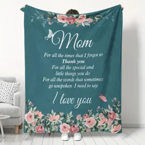 Floral & Letter Pattern Blanket, 1 Count Soft Throw Blanket, Air-conditioned Room Blanket, Warm Nap Blanket for Home & Office