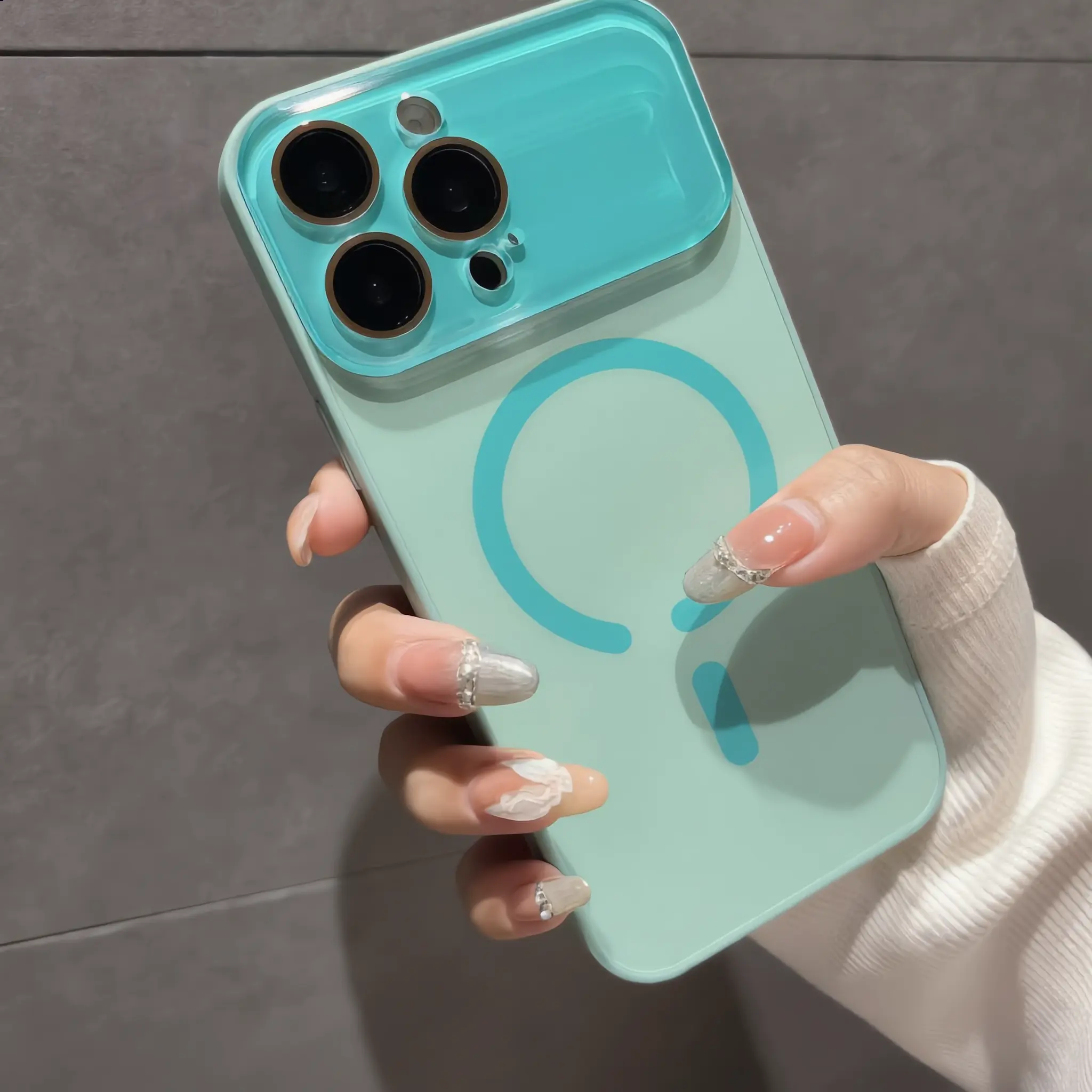 Supercase Magnetic TPU Protective Smartphone Case for iPhone 13-17 Series (Pro, Pro Max, Plus Models) - Customized Multi-Model, Heavy Duty Protection, Shockproof, Large Window Camera Lens Guard, Included Screen Protector, Grey Cellphone Accessory
