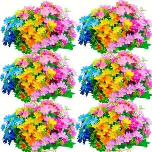 12 Bunches Artificial Chrysanthemum & Daisy Flowers, Mixed Colors Plastic Fake Flowers, Artificial Plants for Home Decor, Wedding, Party, All Seasons Use, Home Decoration Bouquet