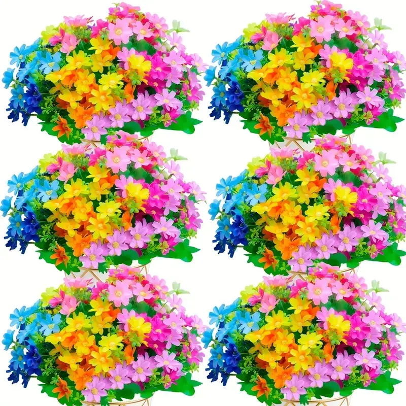 12 Bunches Artificial Chrysanthemum & Daisy Flowers, Artificial Flower Arrangement, Decorative Fake Flowers, Mixed Colors Plastic Fake Flowers, Artificial Plants for Home Decor, Wedding, Party, All Seasons Use, Home Decoration Bouquet