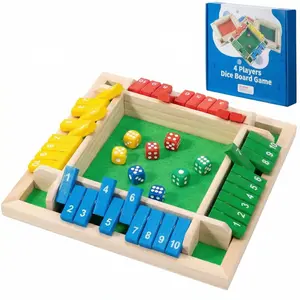 Wooden Dice Board Game for Up to 4 Players, Classic Family Strategy Table Game, Fun Family Game Night Toy for Kids and Adults, Skill-Building Math and Logic Game
