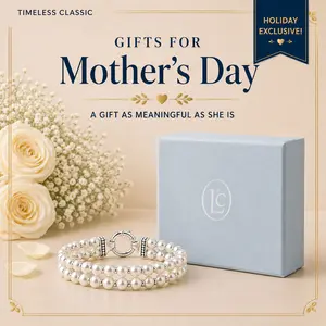 LeCalla 925 Sterling Silver Round Shell Pearl Bracelet for Women, Pearl Two Strand Stretch Bracelets