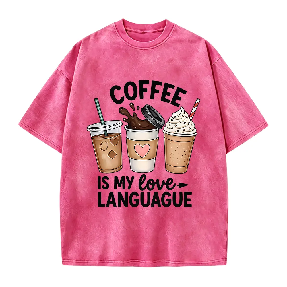 Women'S Short-Sleeve T-Shirt with a Coffee-Themed Fun Print, Featuring a Round Neck, Machine Washable, Skin-Friendly, Soft, And Breathable, Suitable for Spring, Summer