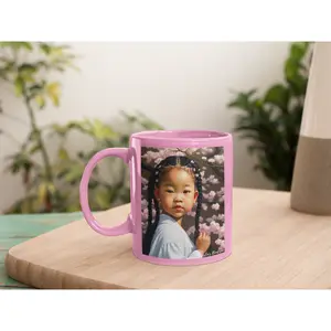 Beautiful Ceramic Custom Mug - Child in Cherry Blossoms