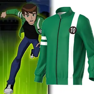 Anime Ben10 Alien Force Ben Tennyson Cosplay Unisex Sweatshirt Jacket Hoodies Zipper Coat Casual Uniforms Halloween Outfits