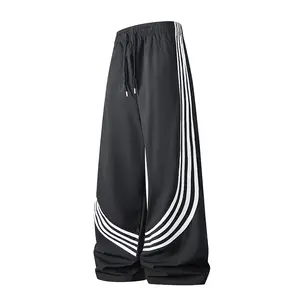 freeship Men’s with Pockets —  Solid Color Training/Track , Straight-Leg Street Style, Fashionable Basic Wide-Leg Design mens jogger workout  athleisure loose long  bagg uncuff boys sweatpants black gym summer fit Casual Loose-Fit Drawstring Pants slacks