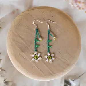 Uranus - Native Beaded Earrings Inspired by the Universe - Handmade by Huichol Artisans - Mother Sierra