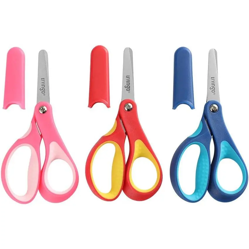 LIVINGO Kids Scissors 3 Pack, 5" Blunt Safety School Craft