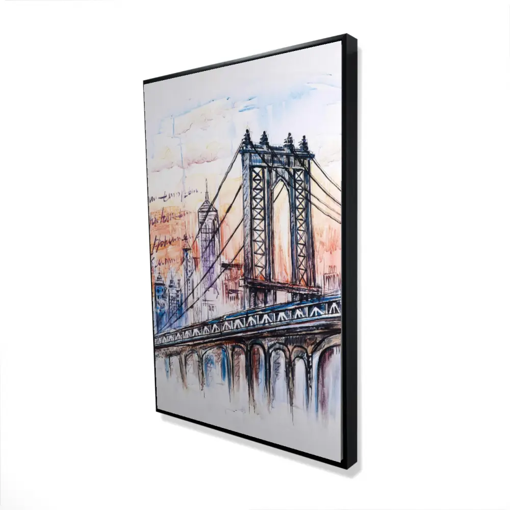 212 MAIN Framed Bridge Sketch Artwork, 24x36 in Modern Home Decor - Bedroom Wall Decor, Posters & Prints, Decoration Items for Home Supplies