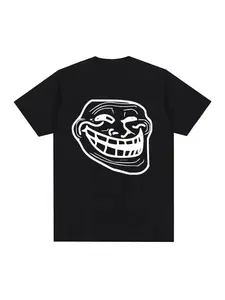 Summer new fun men's and women's short sleeved T-shirts, funny fans, retro fashion trolls, angry men's faces, Harajuku street wear, soft and skin friendly, suitable for both men and women, suitable for all seasons, couple style