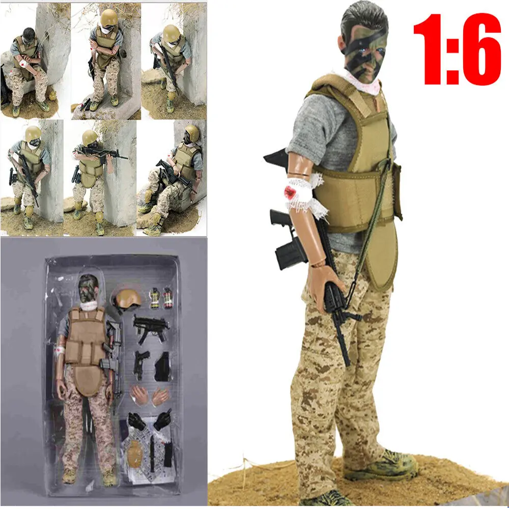 STONESTAR 1:6 Scale 12" Tall Heroic Wounded Soldier Action Figure, Safe Certified PVC-ABS-POM Military Model Toy Collector Set, Christmas Gift for Military Fans, Suitable for 6-8 Years Children