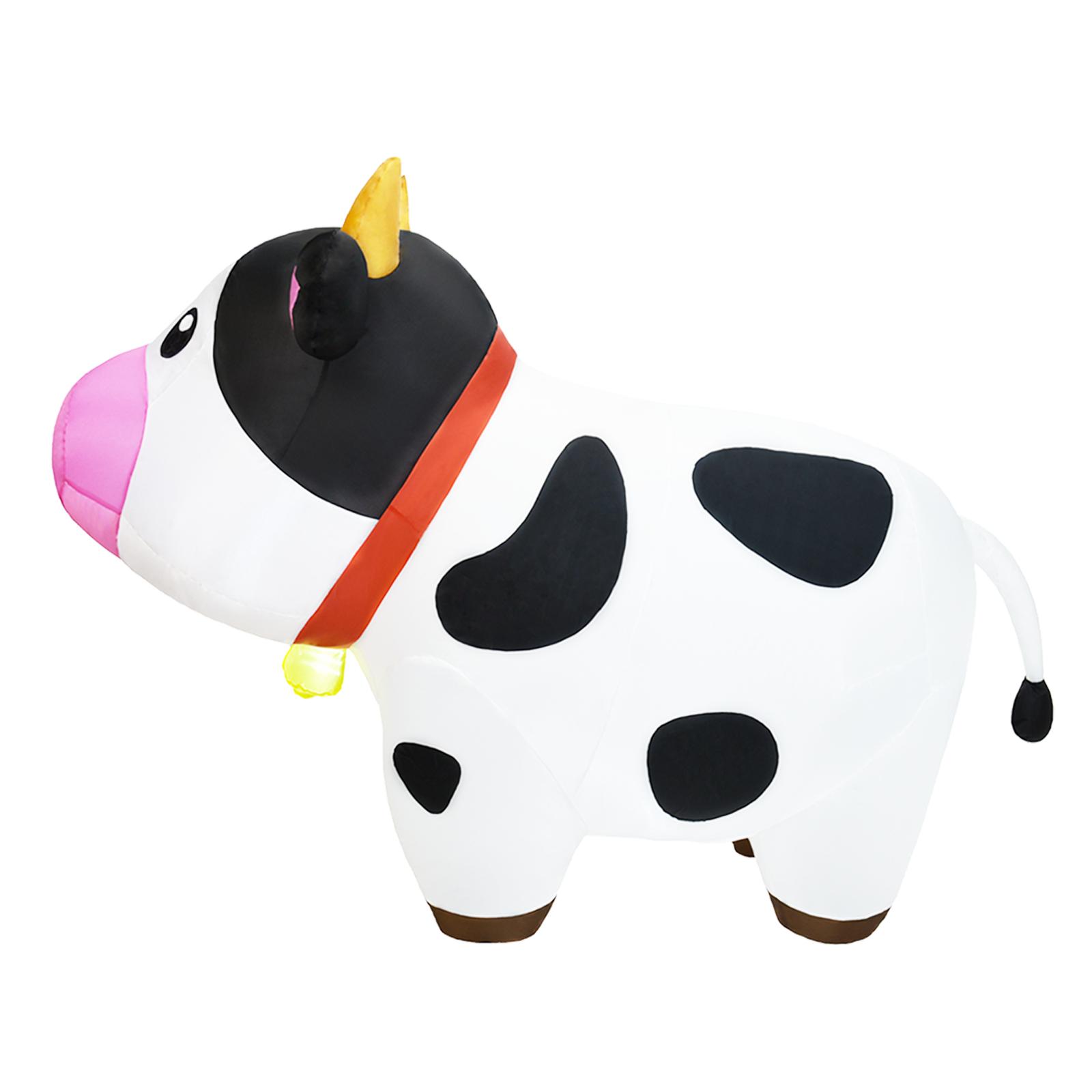 6 FT Long Cow Inflatables Christmas & Spring with Built-in LED Lights, Farm Ranch Inflatable Animals Cute, Blow Up Yard Outdoor Decorations for Garden Lawn Party Holiday Outside