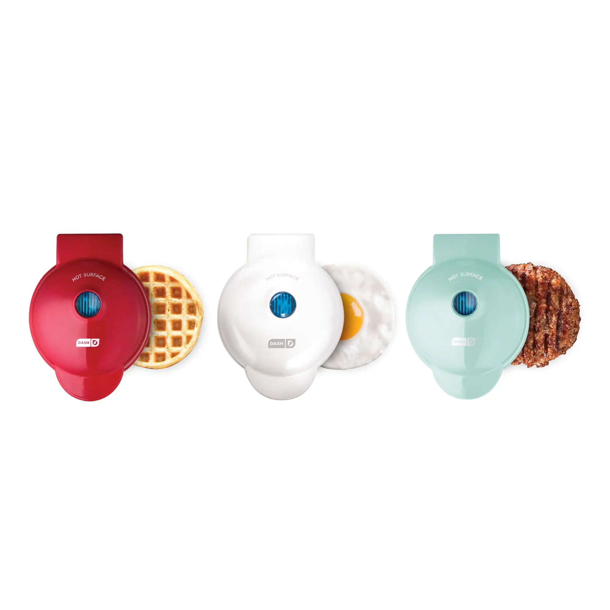 DASH 3-Pack Specialty Kitchen Utensils Mini Set - Mini Maker Griddle, Aqua Grill, Individual-Size Waffle Maker, 3-Ways Use, Gift Boxed, Ideal for Dorm Rooms & Snack Time