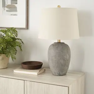 23" Brown Unglazed Ceramic Urn Table Lamp - Nourison