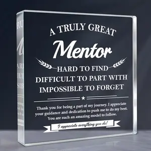 Acrylic Mentor Gift, Creative Letter Pattern Ornament, Home Office Decor, Graduation Gift for Mentor, Teacher's Day Gift, Farewell Retirement Birthday Thank You Gift, Decor, Decorative Plaque Gift