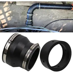 4" to 3" Black PVC Reducer Coupler & Gate Valve Bushing with 2pcs Clamps RV Plumbing Compatible with PVC Pipe Coupler Adapter RV Sewer Connection