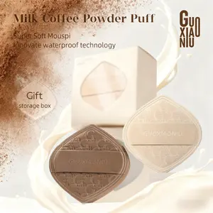 GUOXIAONIU Milk Coffee Triangle Powder Puff Cushion Cotton Candy Ultra Soft Foundation Makeup Sponge Dual Use Dry Wet Application