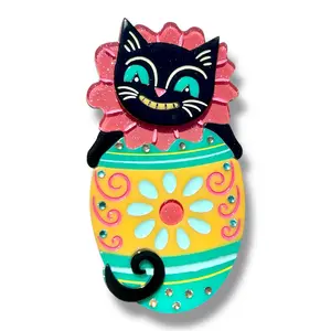 Eggcellent Black Cat Brooch Johanna Parker x Lipstick & Chrome cute cartoon brooch