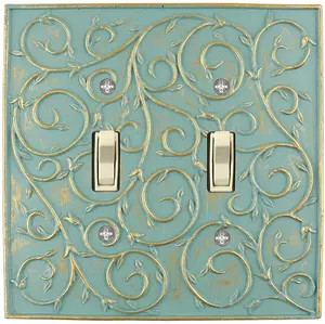 Meriville French Scroll 2 Toggle Wallplate, Double Switch Electrical Cover Plate