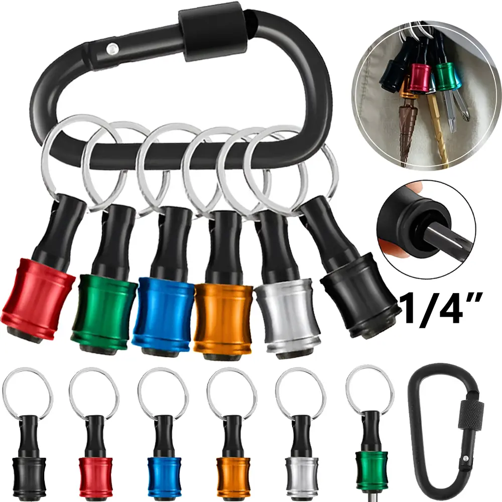 7Pcs/Set Bit Holders 1/4 Socket, Hex Shank Screwdriver Bit Holder for Impact Driver Drill Bit Keychain Extension Bar Quick Release  Gift