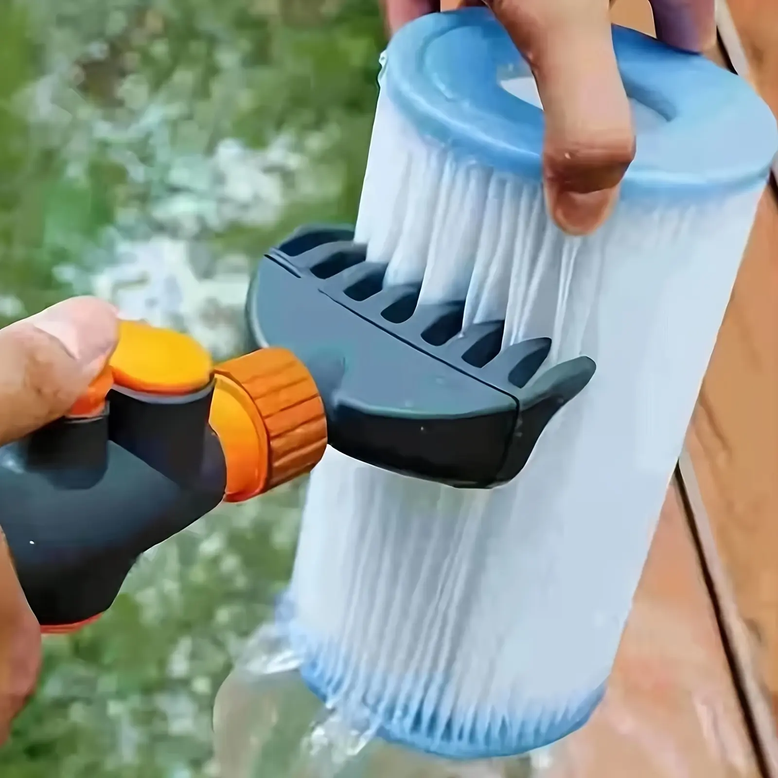 Pool Filter Cartridge Cleaner, Heavy Duty Structure with Multiple Compartments, Ergonomic Non-Slip Handle, Efficient Debris Removal Tool for Pools, Lakes and Beaches