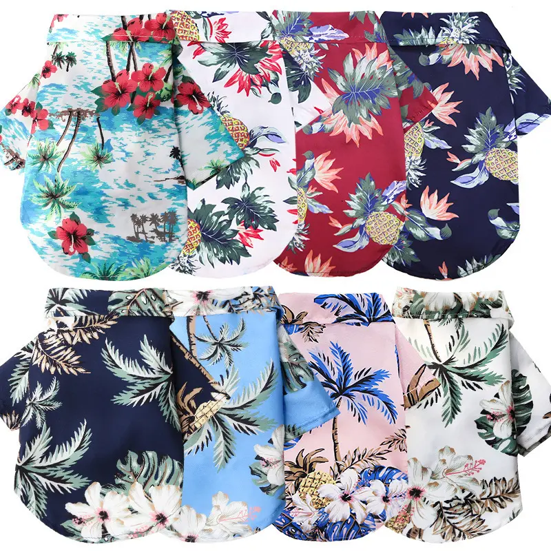 2-Pack Hawaiian Tropical Print Pet Shirt for Small Medium Dogs & Cats, Breathable Lightweight Summer Vacation Puppy Clothes
