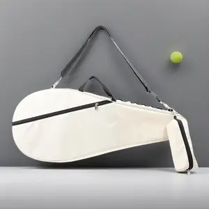 NEW Aesthetic Beige Double Layered Racket Tennis Cover with Independent Ball Pocket,Lightweight Carry  Fits 1 or 2 Rackets 2 Style Options for Tennis Players gym everyday shoulder bag,Mother's Day Gift