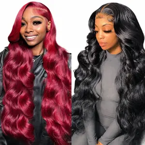 [Combo sale 30"&22"] buy 1 get 2 wig" 30Inch 13x4 Body wave 99j Hair Lace Front Wigs +22Inch Body wave HumanHair Hair Pre Plucked HD Transparent Lace FrontalHumanHair Wigs 180% Density