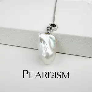 【Live】PEARLISM Dainty Everyday Large Baroque Pearl Pendant | 22-30mm Silver Hypoallergenic-AFBP001